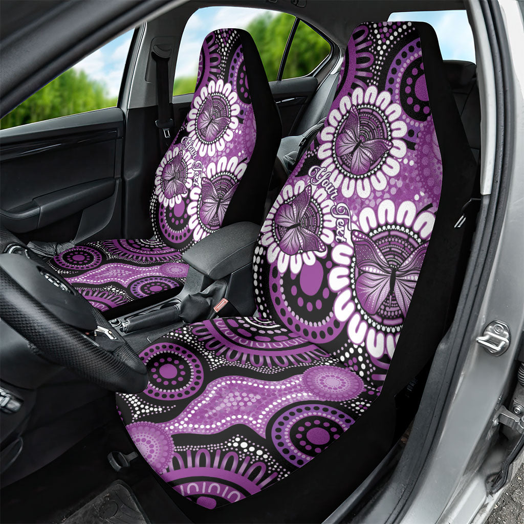 Australia Indigenous Butterflies Personalised Car Seat Cover Lupus Support Purple Ribbon Aboriginal Art