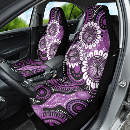 Australia Indigenous Butterflies Personalised Car Seat Cover Lupus Support Purple Ribbon Aboriginal Art