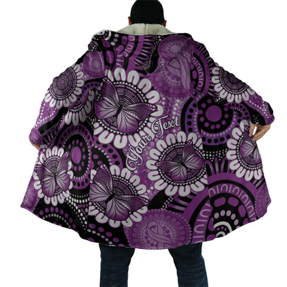 Australia Indigenous Butterflies Personalised Cloak Lupus Support Purple Ribbon Aboriginal Art