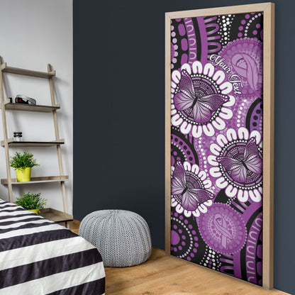 Australia Indigenous Butterflies Personalised Door Cover Lupus Support Purple Ribbon Aboriginal Art