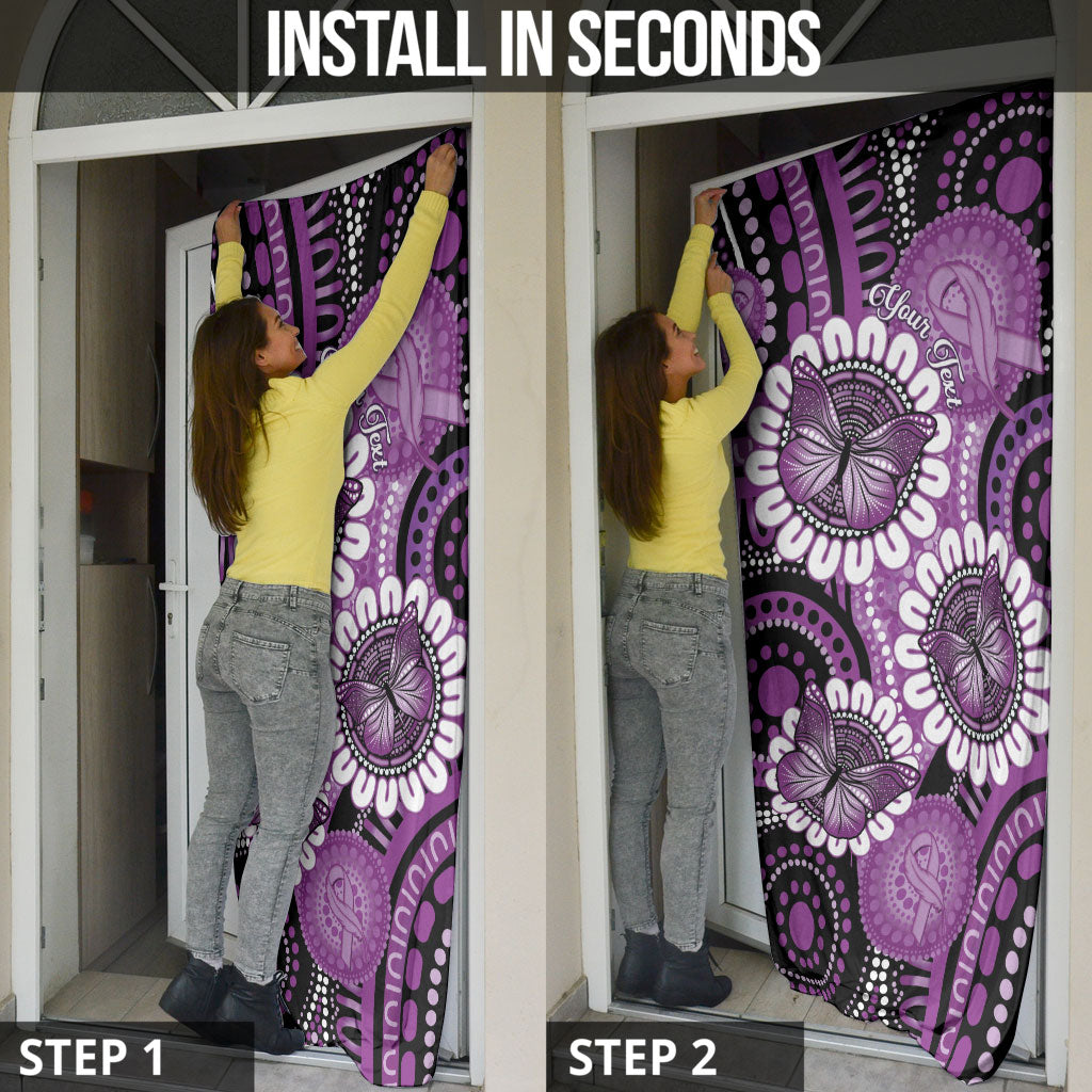 Australia Indigenous Butterflies Personalised Door Cover Lupus Support Purple Ribbon Aboriginal Art