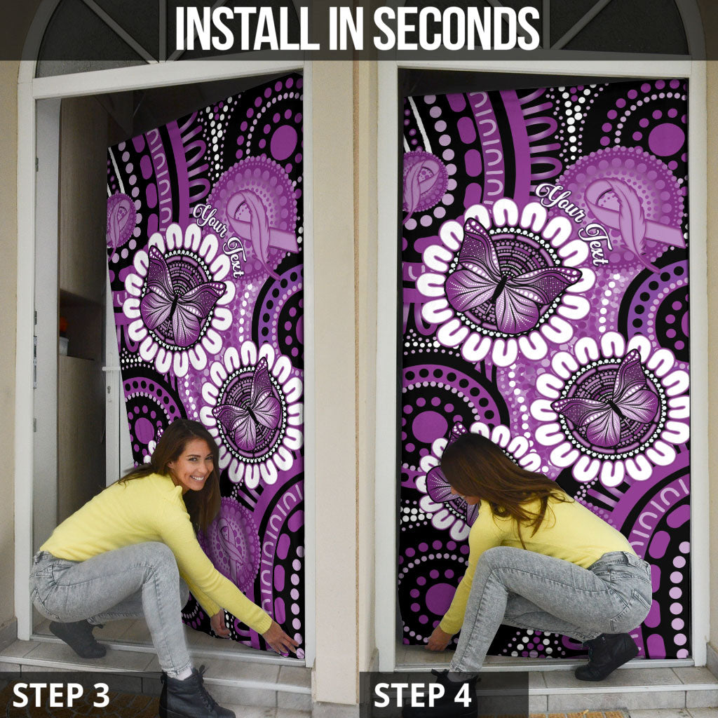 Australia Indigenous Butterflies Personalised Door Cover Lupus Support Purple Ribbon Aboriginal Art