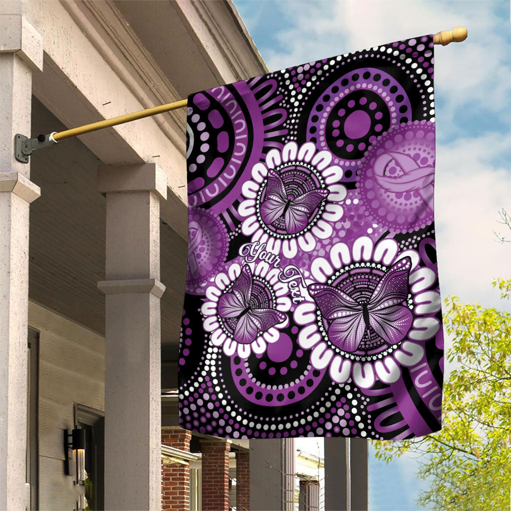 Australia Indigenous Butterflies Personalised Garden Flag Lupus Support Purple Ribbon Aboriginal Art