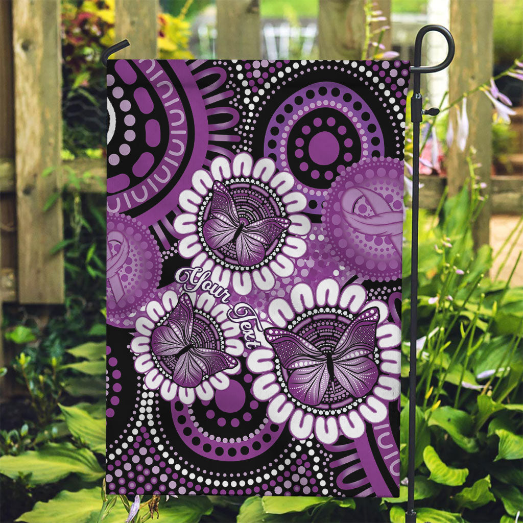Australia Indigenous Butterflies Personalised Garden Flag Lupus Support Purple Ribbon Aboriginal Art