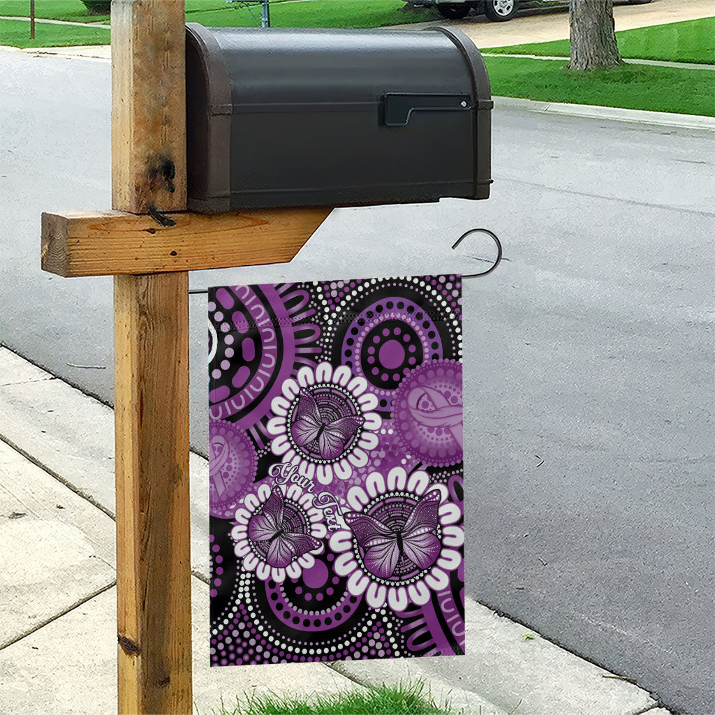 Australia Indigenous Butterflies Personalised Garden Flag Lupus Support Purple Ribbon Aboriginal Art