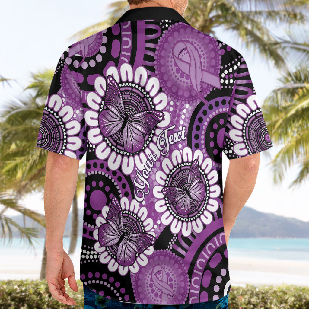 Australia Indigenous Butterflies Personalised Hawaiian Shirt Lupus Support Purple Ribbon Aboriginal Art
