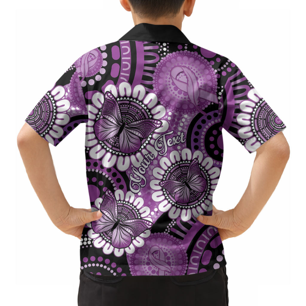 Australia Indigenous Butterflies Personalised Hawaiian Shirt Lupus Support Purple Ribbon Aboriginal Art