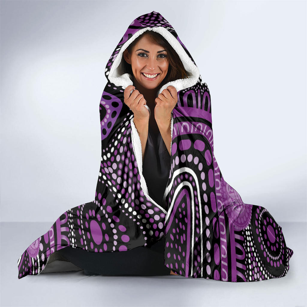 Australia Indigenous Butterflies Personalised Hooded Blanket Lupus Support Purple Ribbon Aboriginal Art