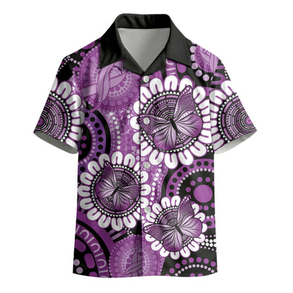 Australia Indigenous Butterflies Personalised Kid Hawaiian Shirt Lupus Support Purple Ribbon Aboriginal Art