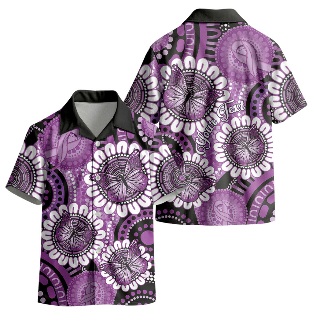 Australia Indigenous Butterflies Personalised Kid Hawaiian Shirt Lupus Support Purple Ribbon Aboriginal Art