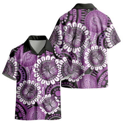 Australia Indigenous Butterflies Personalised Kid Hawaiian Shirt Lupus Support Purple Ribbon Aboriginal Art