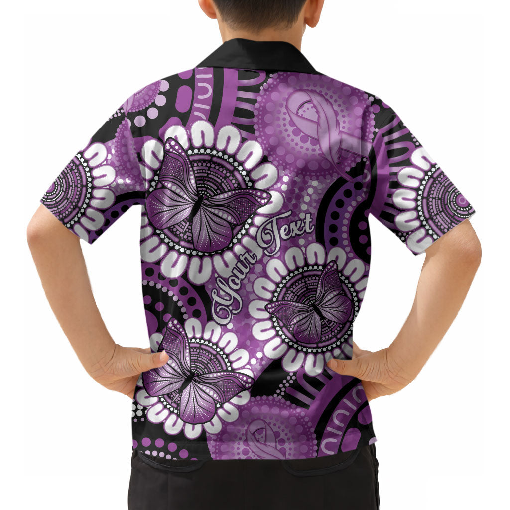 Australia Indigenous Butterflies Personalised Kid Hawaiian Shirt Lupus Support Purple Ribbon Aboriginal Art