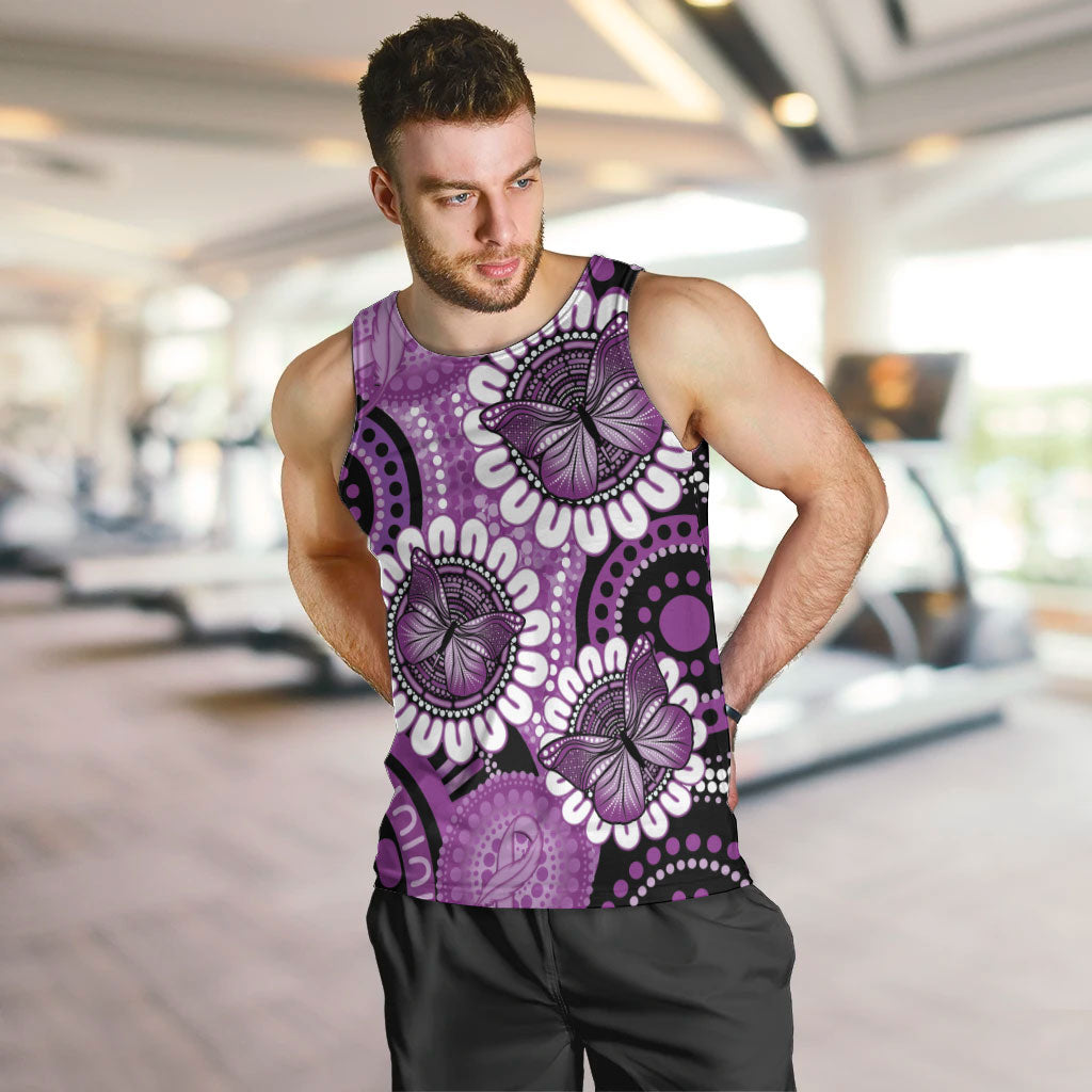 Australia Indigenous Butterflies Personalised Men Tank Top Lupus Support Purple Ribbon Aboriginal Art