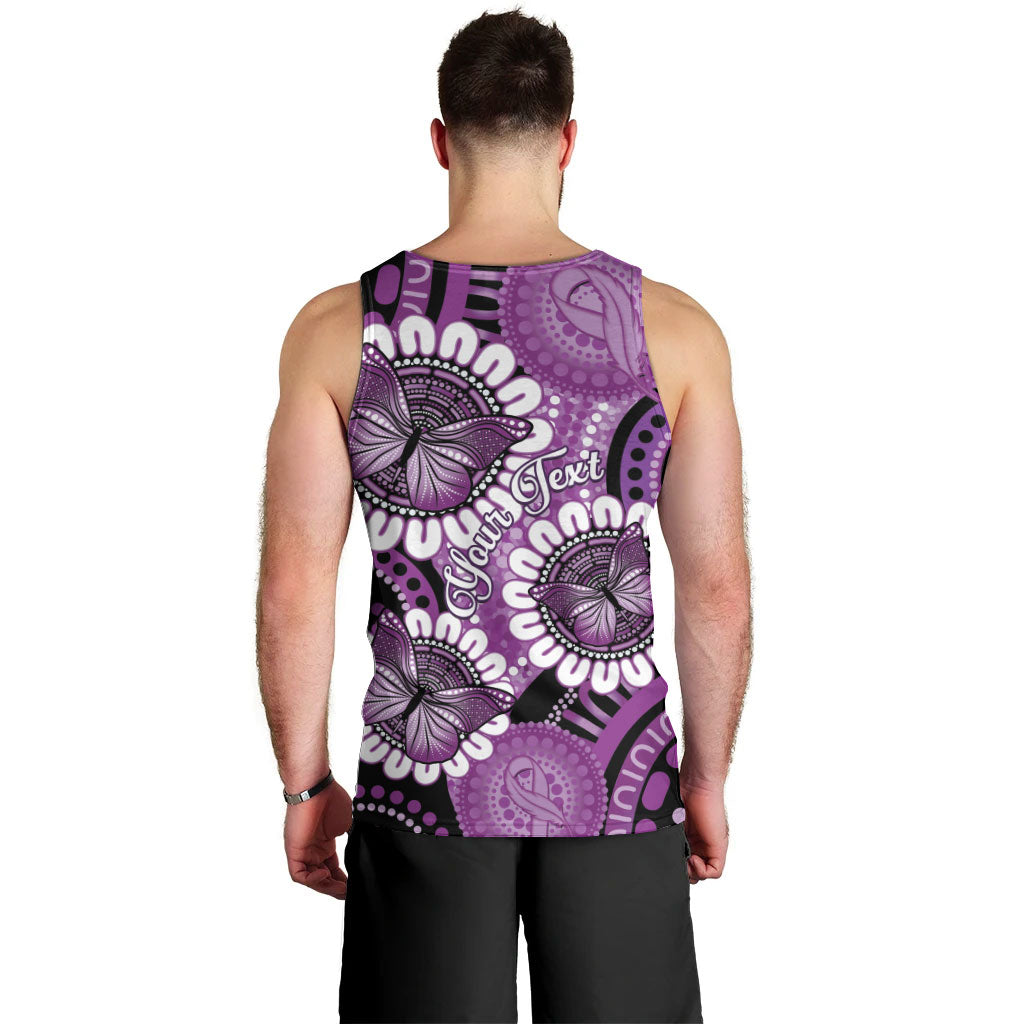 Australia Indigenous Butterflies Personalised Men Tank Top Lupus Support Purple Ribbon Aboriginal Art