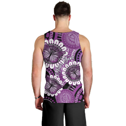 Australia Indigenous Butterflies Personalised Men Tank Top Lupus Support Purple Ribbon Aboriginal Art