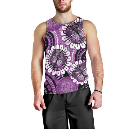 Australia Indigenous Butterflies Personalised Men Tank Top Lupus Support Purple Ribbon Aboriginal Art