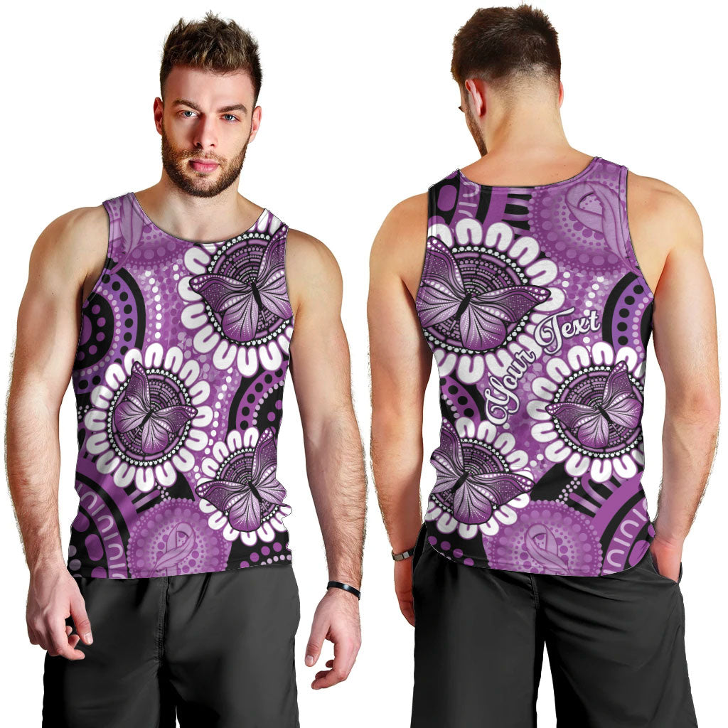 Australia Indigenous Butterflies Personalised Men Tank Top Lupus Support Purple Ribbon Aboriginal Art