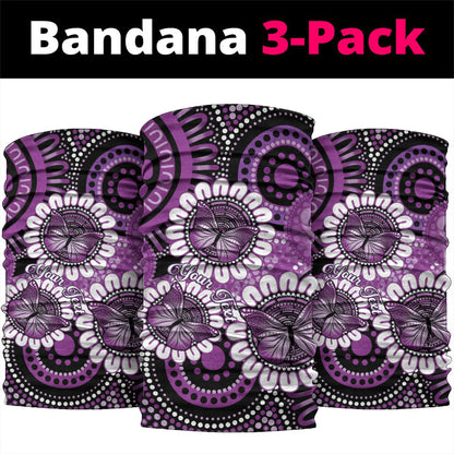 Australia Indigenous Butterflies Personalised Neck Gaiter Lupus Support Purple Ribbon Aboriginal Art
