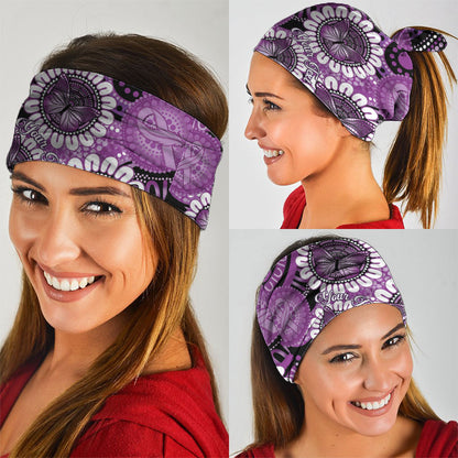 Australia Indigenous Butterflies Personalised Neck Gaiter Lupus Support Purple Ribbon Aboriginal Art