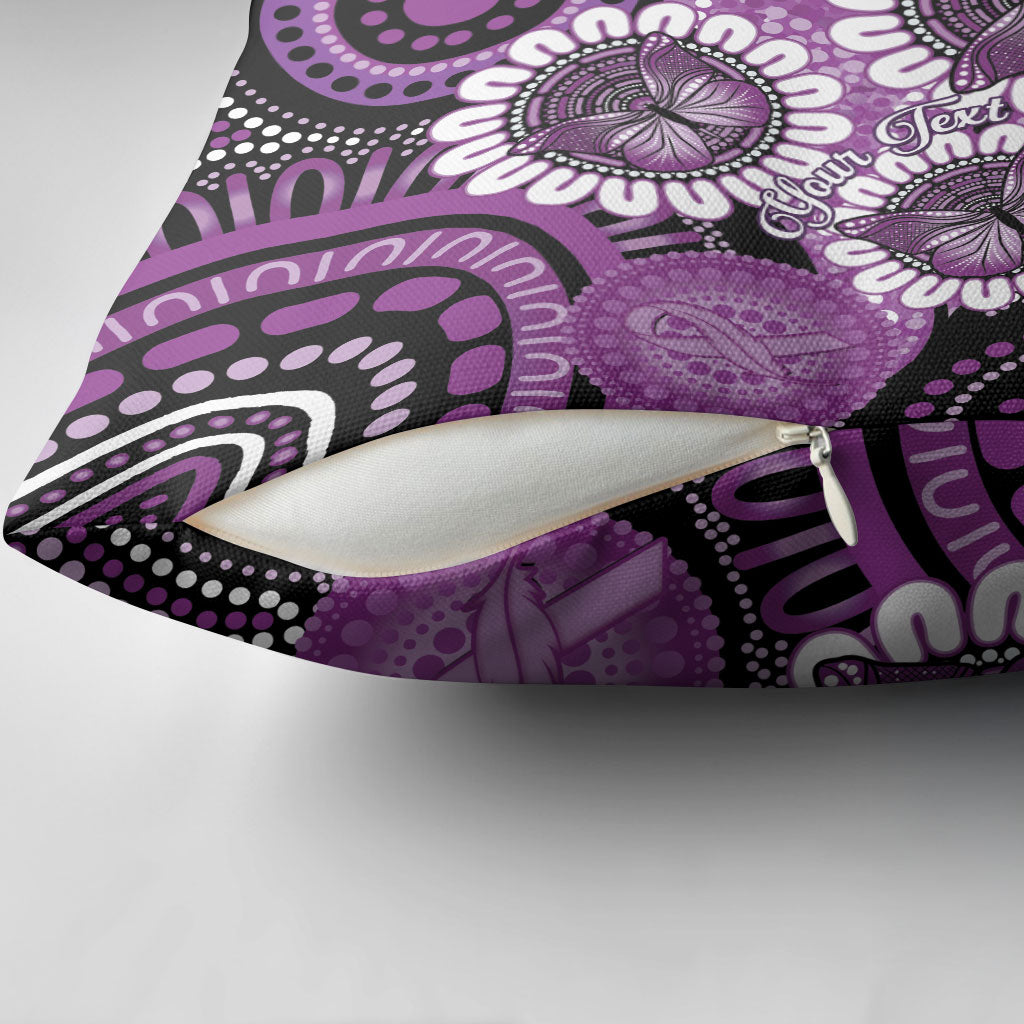 Australia Indigenous Butterflies Personalised Pillow Cover Lupus Support Purple Ribbon Aboriginal Art
