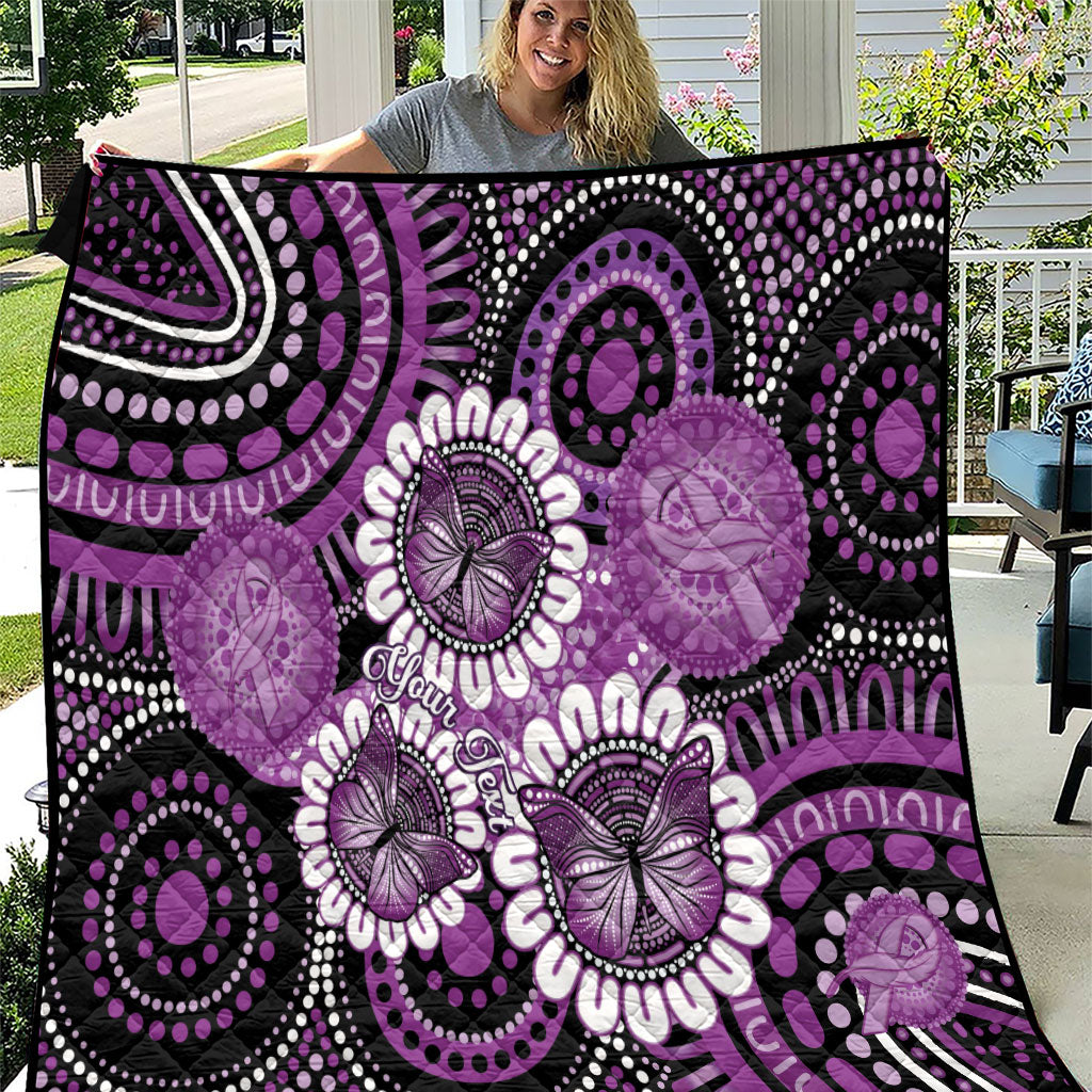 Australia Indigenous Butterflies Personalised Quilt Lupus Support Purple Ribbon Aboriginal Art