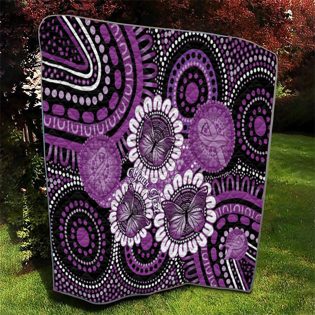 Australia Indigenous Butterflies Personalised Quilt Lupus Support Purple Ribbon Aboriginal Art