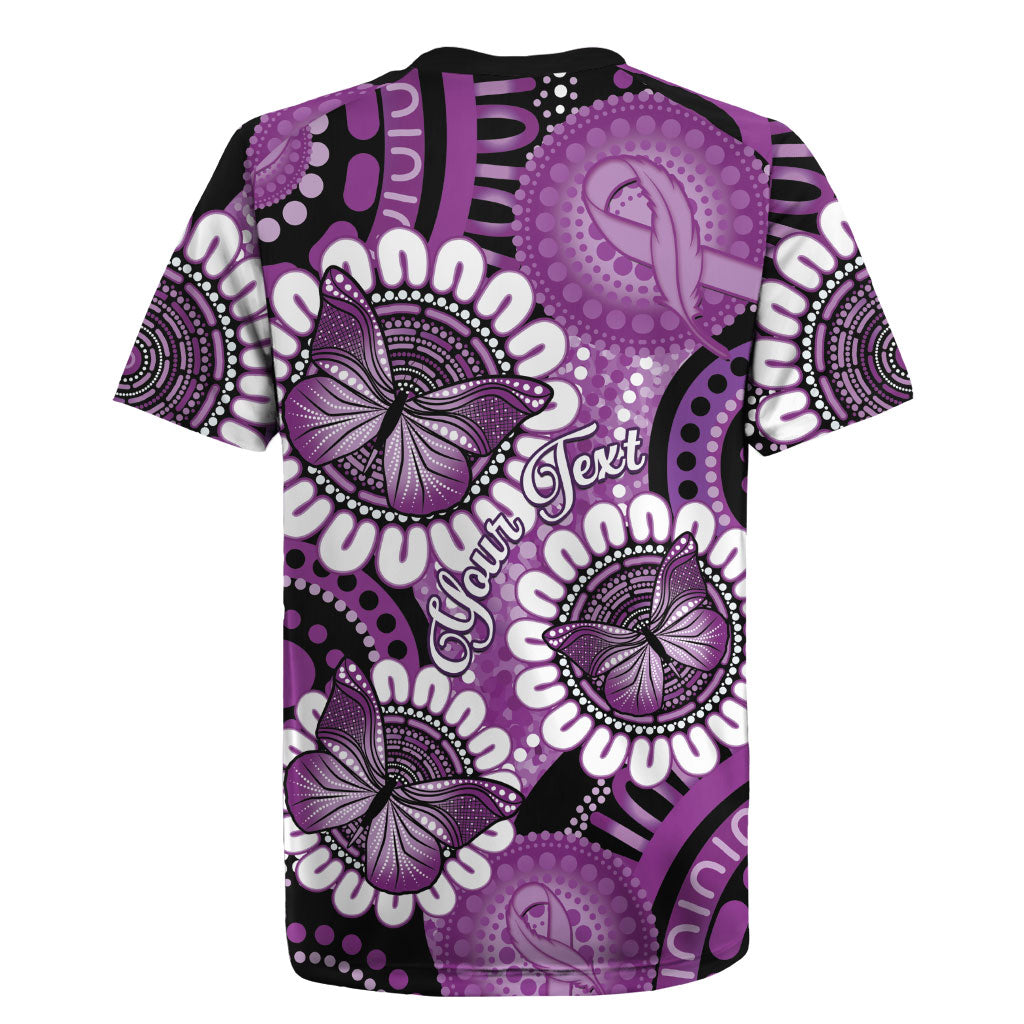 Australia Indigenous Butterflies Personalised Rugby Jersey Lupus Support Purple Ribbon Aboriginal Art