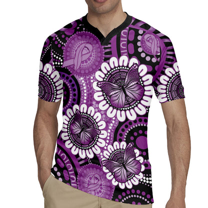 Australia Indigenous Butterflies Personalised Rugby Jersey Lupus Support Purple Ribbon Aboriginal Art