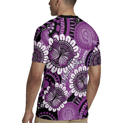 Australia Indigenous Butterflies Personalised Rugby Jersey Lupus Support Purple Ribbon Aboriginal Art