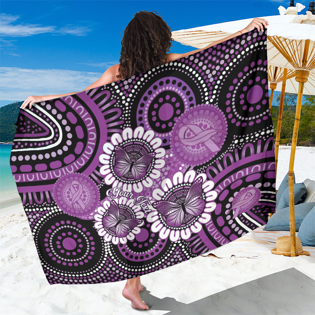 Australia Indigenous Butterflies Personalised Sarong Lupus Support Purple Ribbon Aboriginal Art