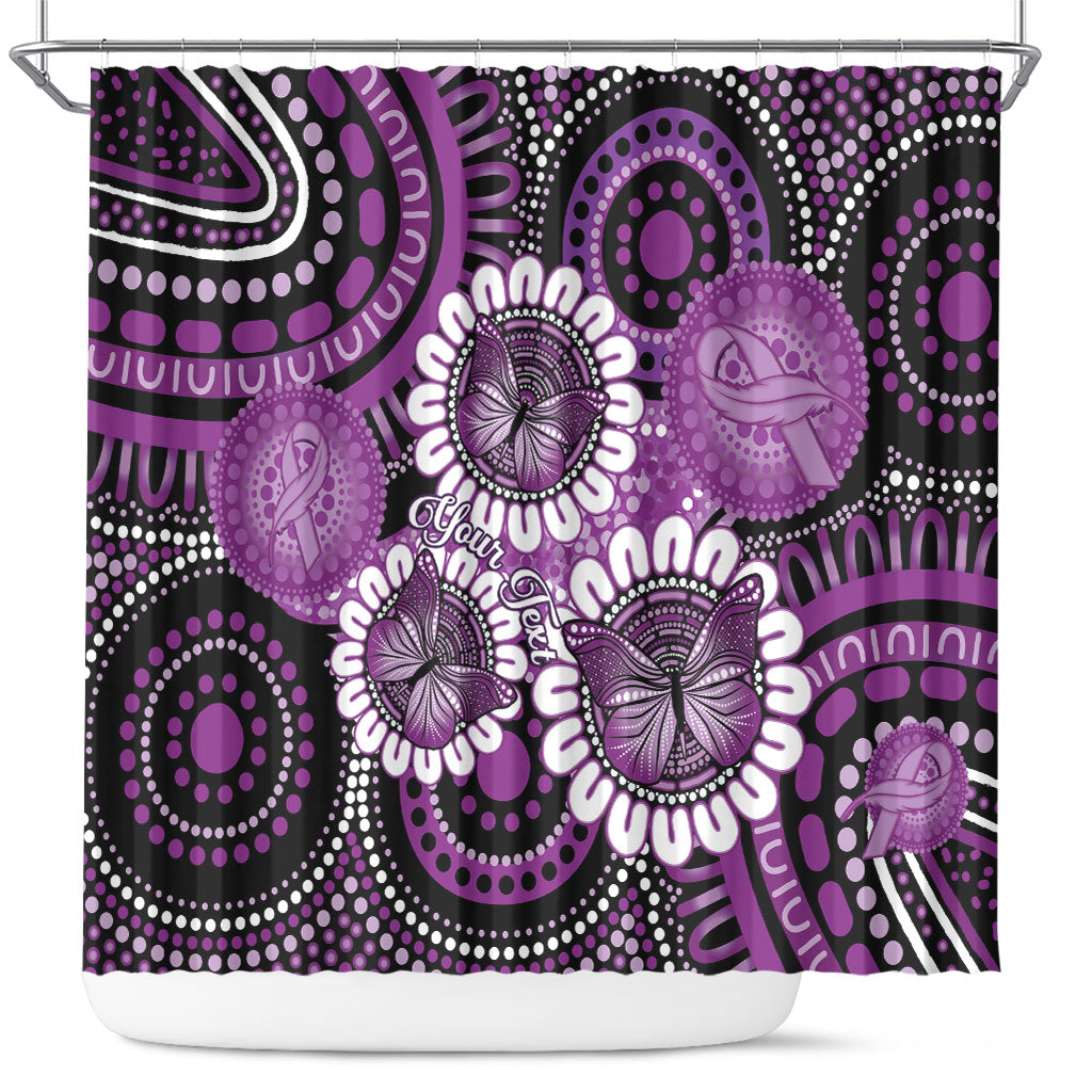 Australia Indigenous Butterflies Personalised Shower Curtain Lupus Support Purple Ribbon Aboriginal Art