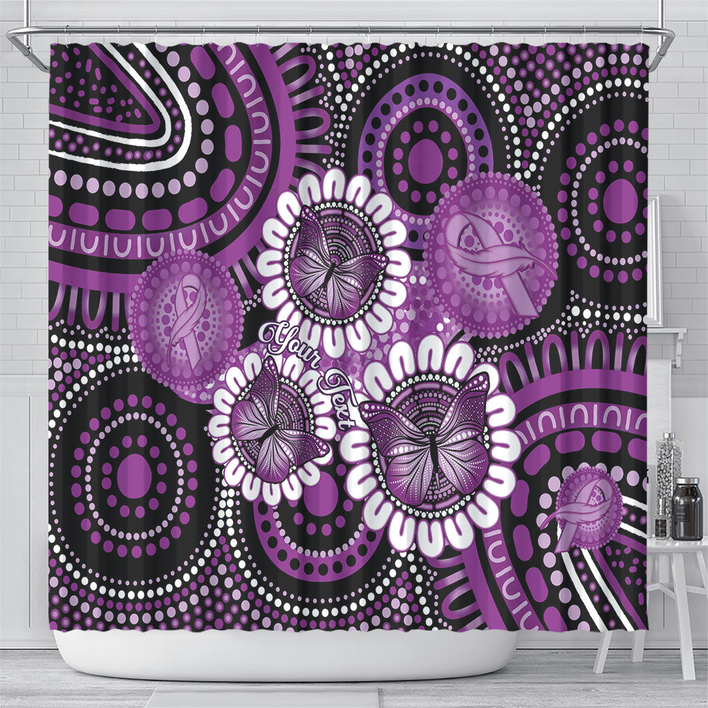 Australia Indigenous Butterflies Personalised Shower Curtain Lupus Support Purple Ribbon Aboriginal Art