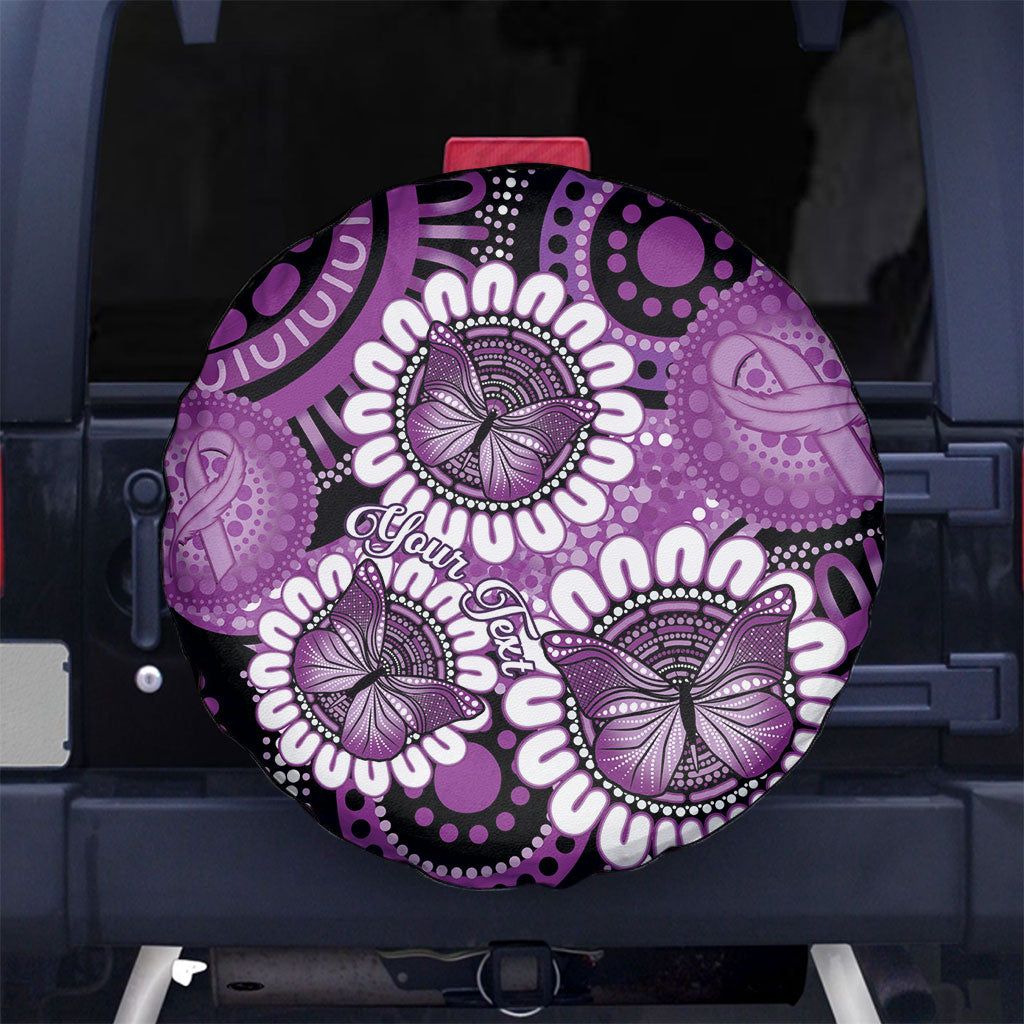Australia Indigenous Butterflies Personalised Spare Tire Cover Lupus Support Purple Ribbon Aboriginal Art