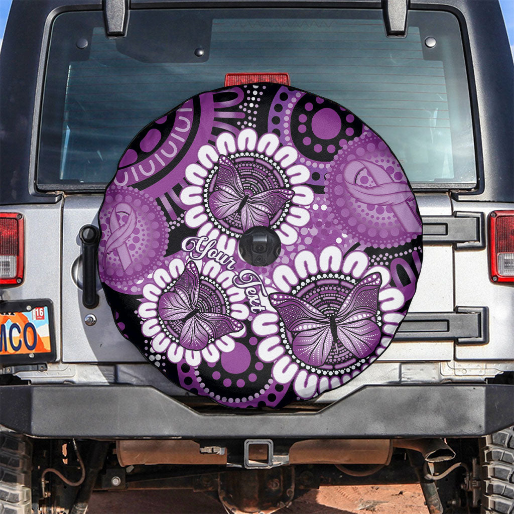 Australia Indigenous Butterflies Personalised Spare Tire Cover Lupus Support Purple Ribbon Aboriginal Art