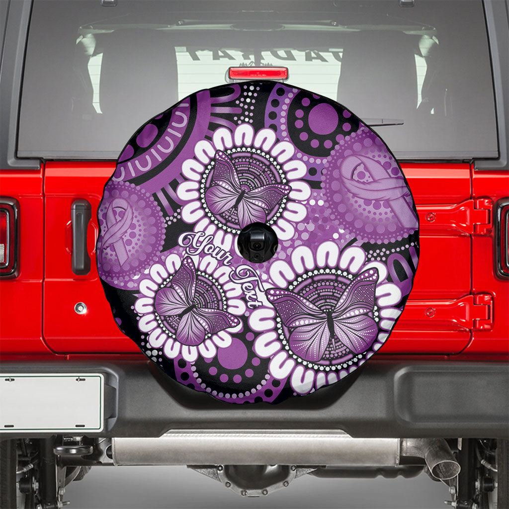 Australia Indigenous Butterflies Personalised Spare Tire Cover Lupus Support Purple Ribbon Aboriginal Art