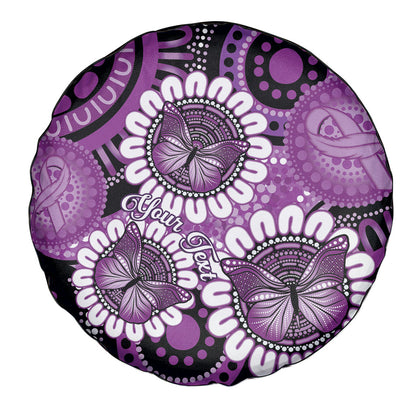 Australia Indigenous Butterflies Personalised Spare Tire Cover Lupus Support Purple Ribbon Aboriginal Art