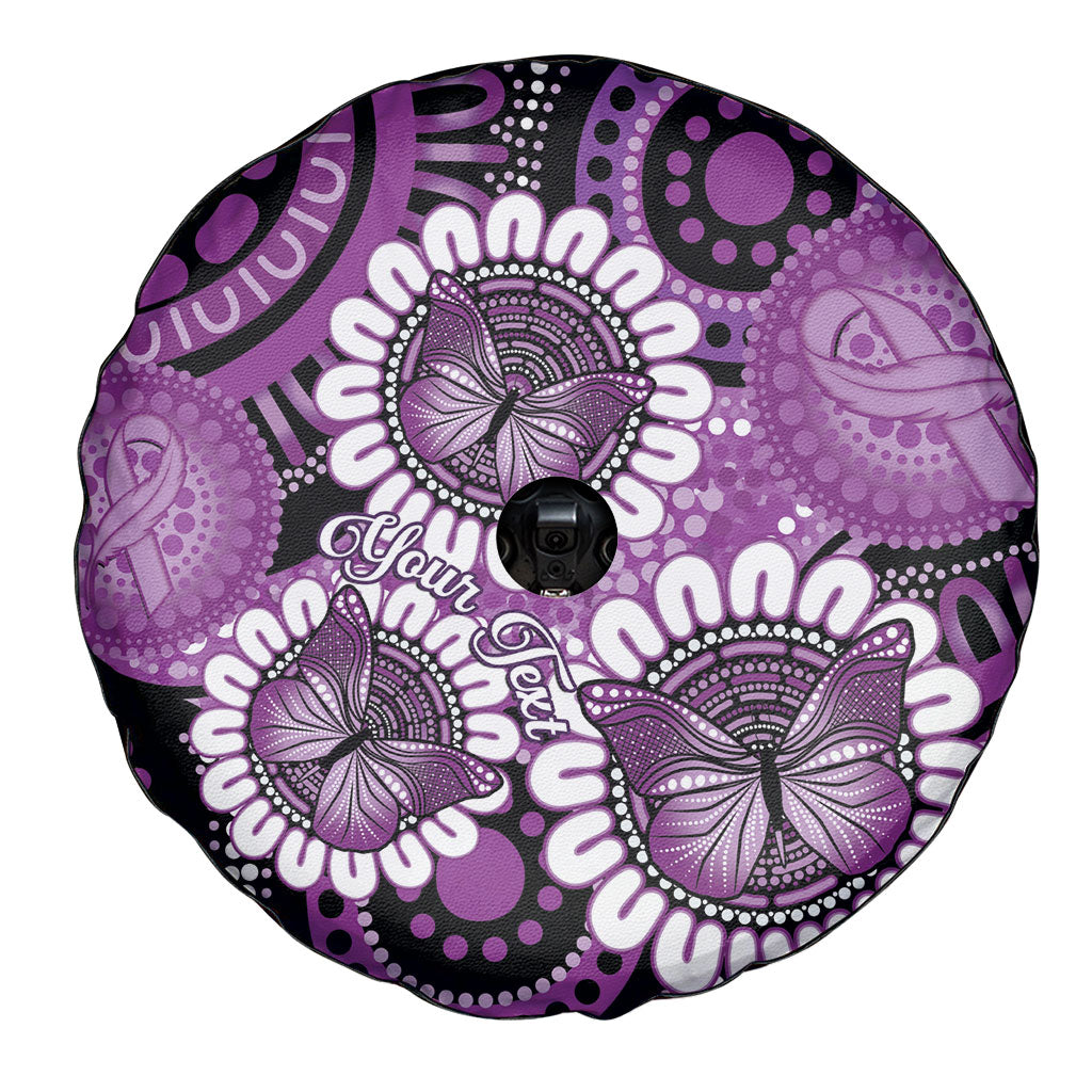 Australia Indigenous Butterflies Personalised Spare Tire Cover Lupus Support Purple Ribbon Aboriginal Art