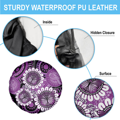 Australia Indigenous Butterflies Personalised Spare Tire Cover Lupus Support Purple Ribbon Aboriginal Art