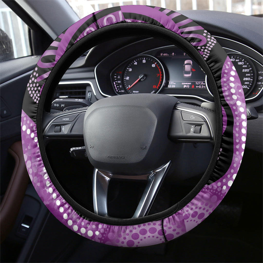 Australia Indigenous Butterflies Steering Wheel Cover Lupus Support Purple Ribbon Aboriginal Art