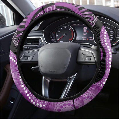 Australia Indigenous Butterflies Steering Wheel Cover Lupus Support Purple Ribbon Aboriginal Art