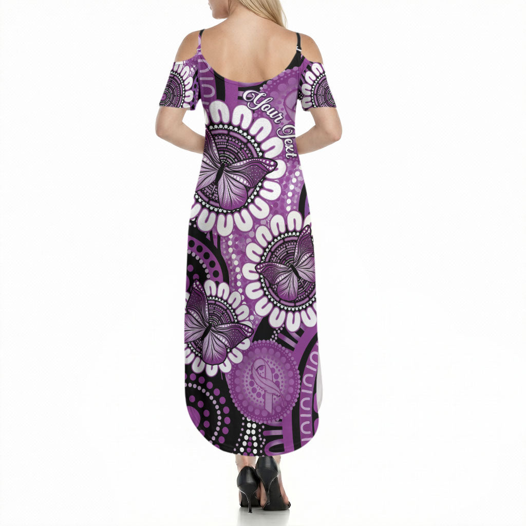 Australia Indigenous Butterflies Personalised Summer Maxi Dress Lupus Support Purple Ribbon Aboriginal Art