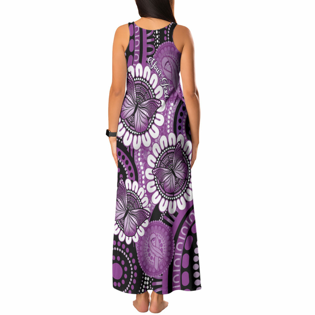 Australia Indigenous Butterflies Personalised Tank Maxi Dress Lupus Support Purple Ribbon Aboriginal Art