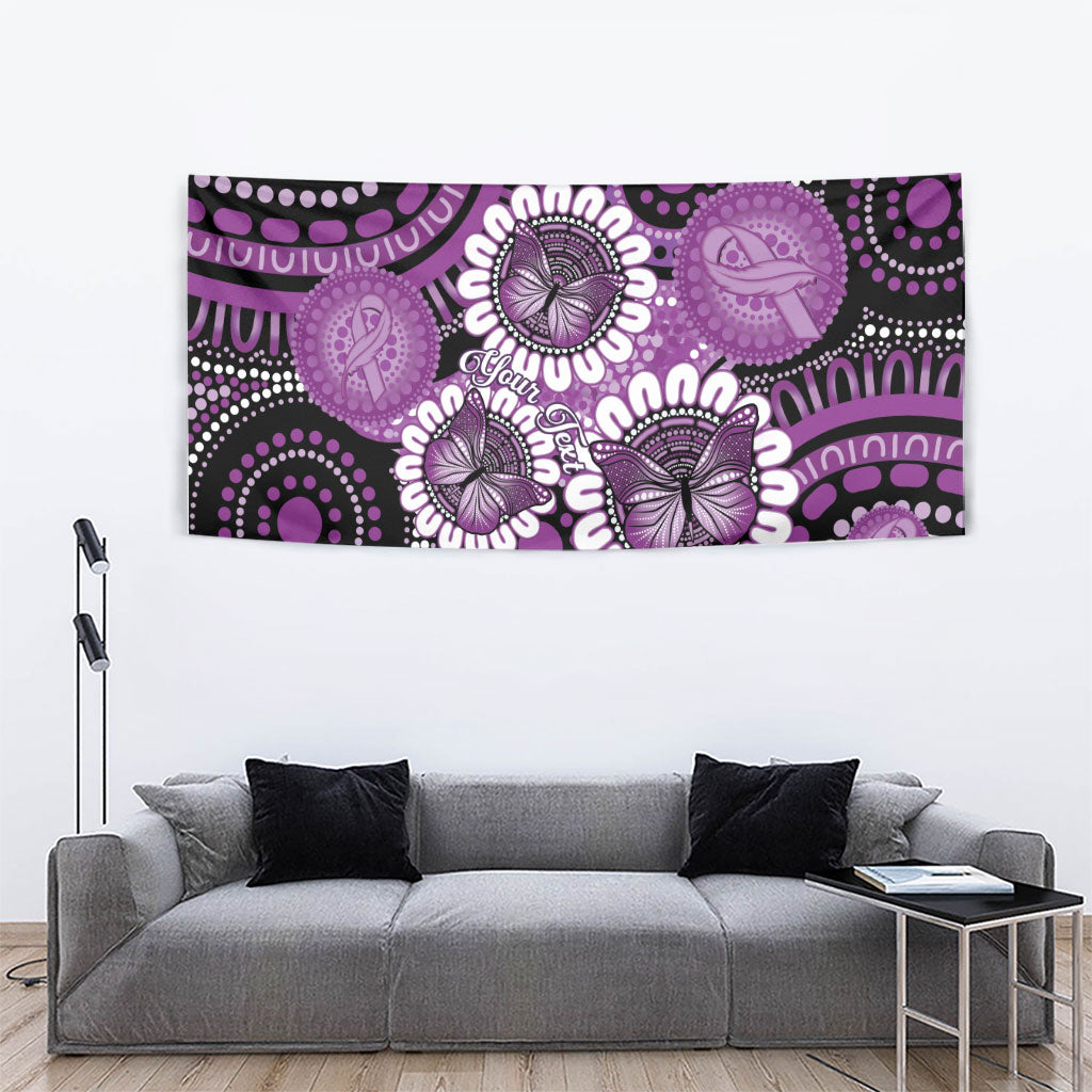 Australia Indigenous Butterflies Personalised Tapestry Lupus Support Purple Ribbon Aboriginal Art