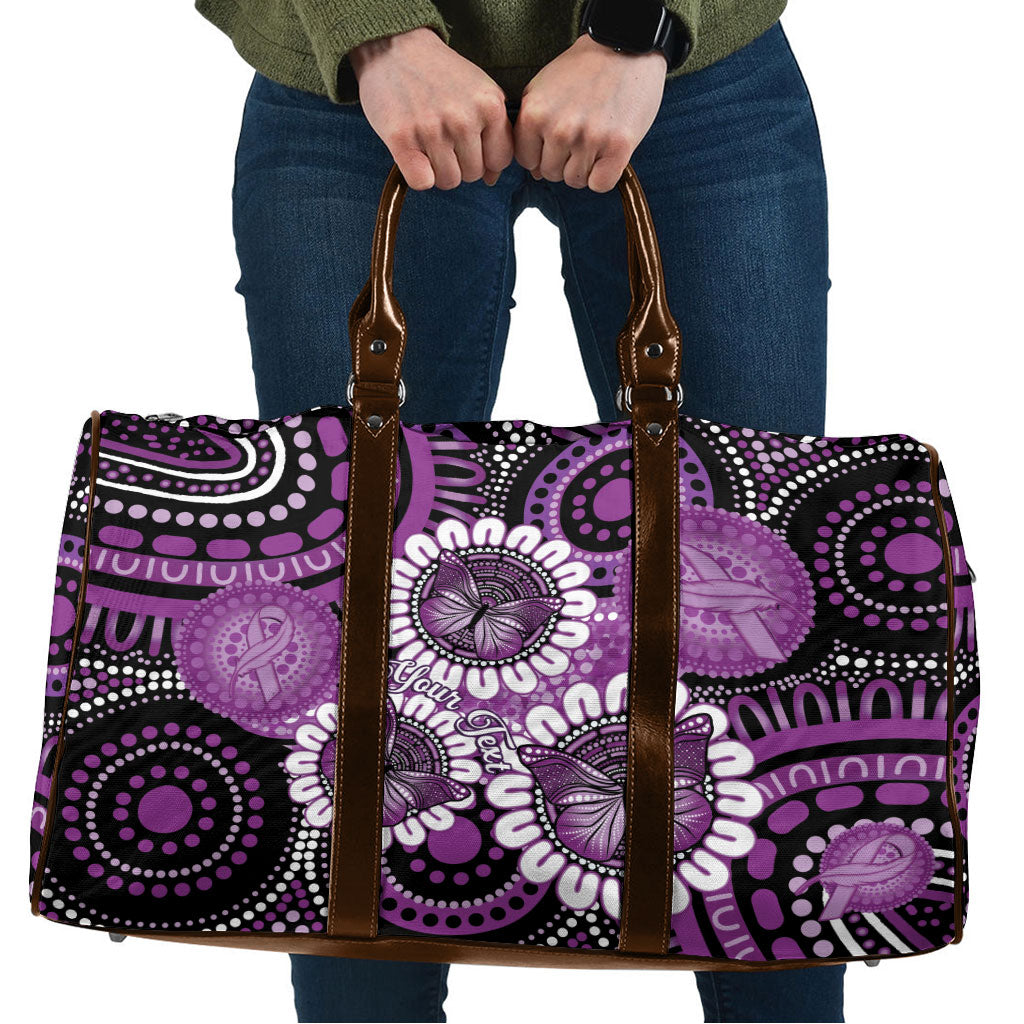 Australia Indigenous Butterflies Personalised Travel Bag Lupus Support Purple Ribbon Aboriginal Art