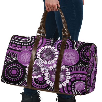 Australia Indigenous Butterflies Personalised Travel Bag Lupus Support Purple Ribbon Aboriginal Art