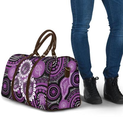 Australia Indigenous Butterflies Personalised Travel Bag Lupus Support Purple Ribbon Aboriginal Art