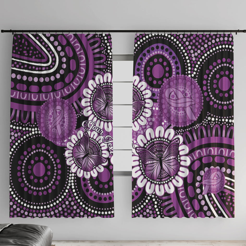 Australia Indigenous Butterflies Personalised Window Curtain Lupus Support Purple Ribbon Aboriginal Art