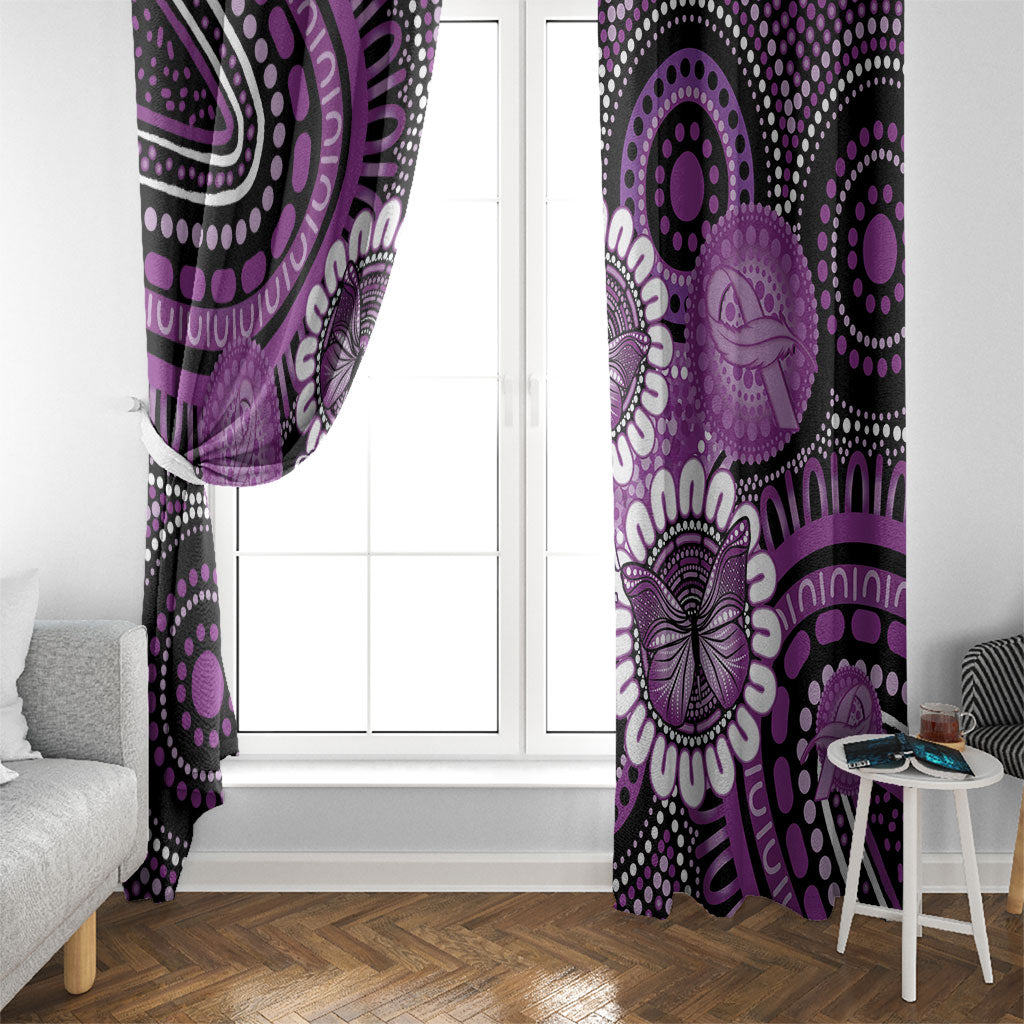 Australia Indigenous Butterflies Personalised Window Curtain Lupus Support Purple Ribbon Aboriginal Art