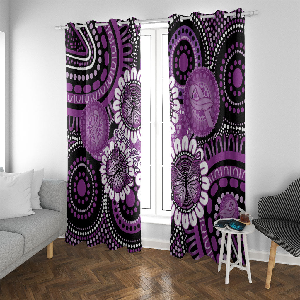 Australia Indigenous Butterflies Personalised Window Curtain Lupus Support Purple Ribbon Aboriginal Art