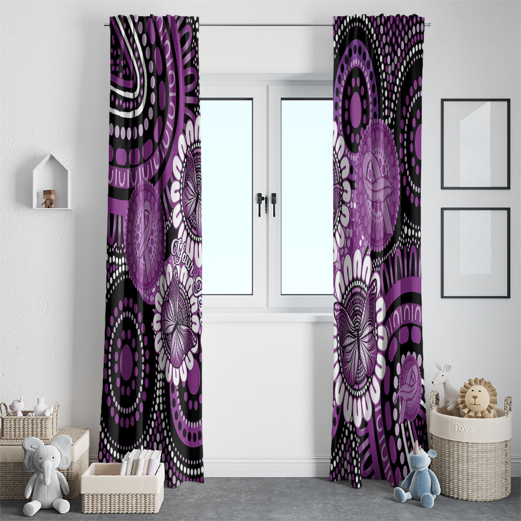 Australia Indigenous Butterflies Personalised Window Curtain Lupus Support Purple Ribbon Aboriginal Art